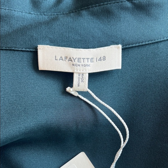 Lafayette 148 New York Teal Button Down Shirt - Picture 2 of 7